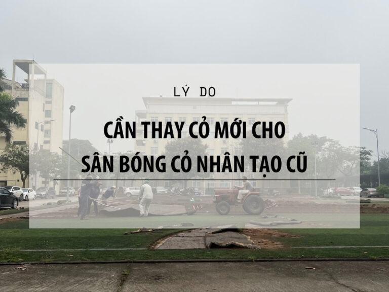 Mặt sân bóng cỏ nhân tạo cũ cần thay cỏ mới