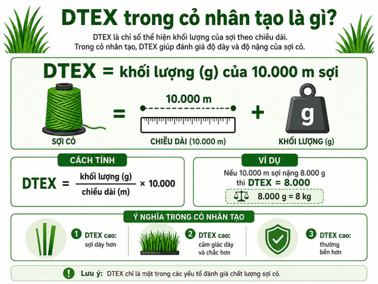 DTEX Là Gì? Hướng Dẫn Đọc Thông Số Cỏ Nhân Tạo Và Chọn Đúng Loại
